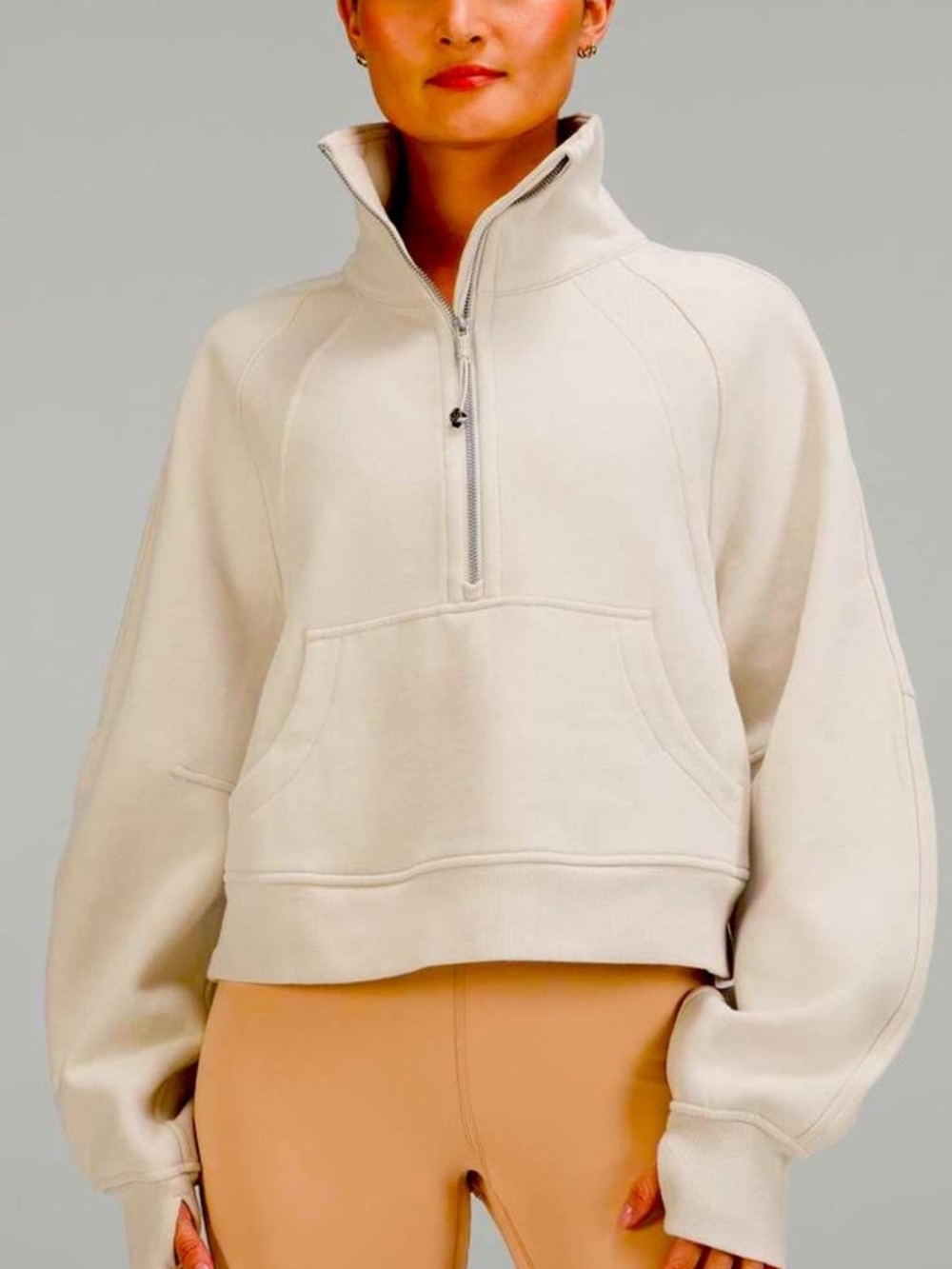 lululemon athletica tan Half-Zip Scuba Pullover Sweatshirt